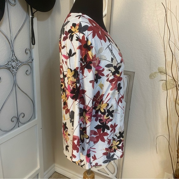 JM Collection leaf design shirt top blouse - Picture 4 of 11